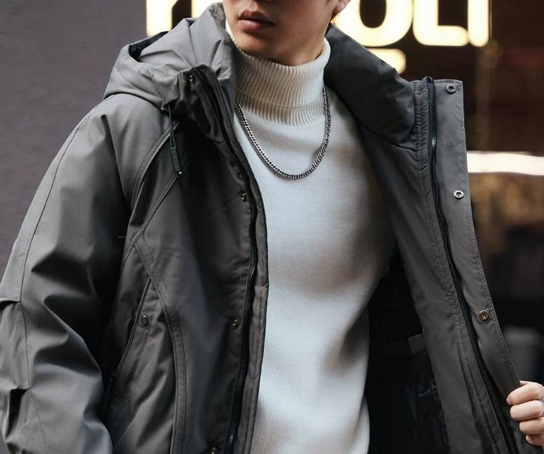 Retro Blue Hooded Down Jacket