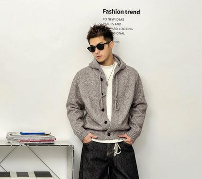 Retro Casual Hooded Cardigan