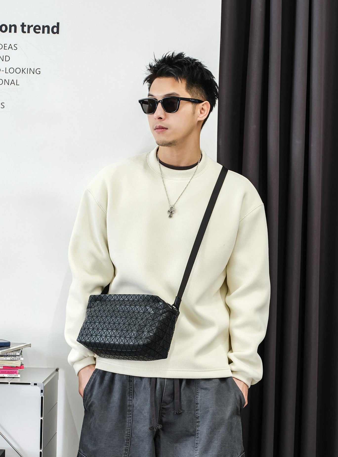 テクスチャードフリースセータートップ