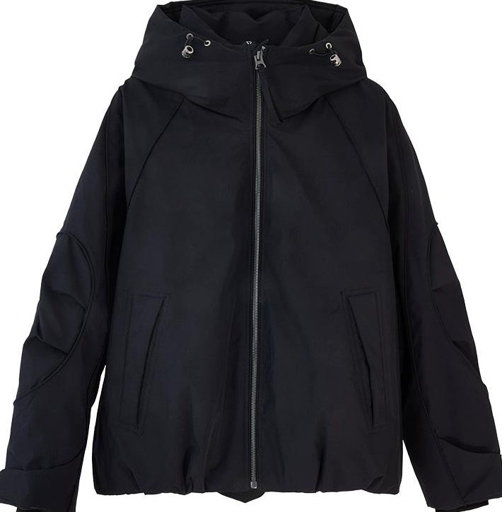 ドローストリングフードダウンジャケット