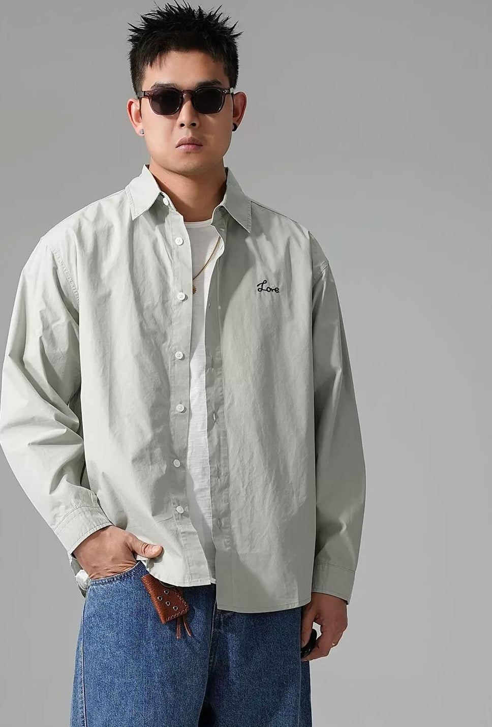 カジュアル刺繍シャツジャケット