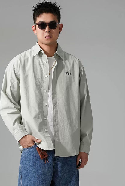 カジュアル刺繍シャツジャケット