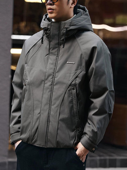 Retro Blue Hooded Down Jacket