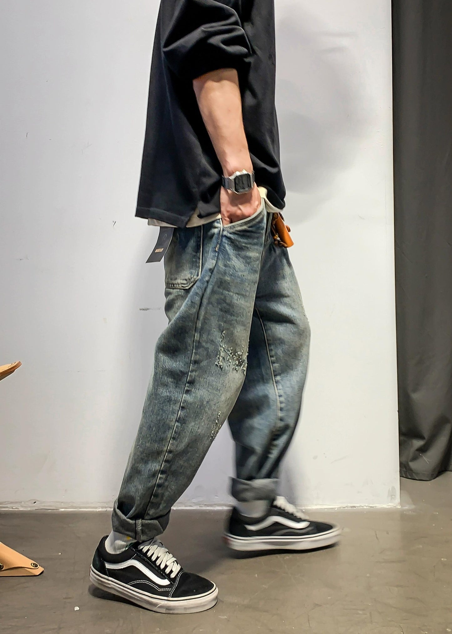 レトロヒップホップストレートパンツ