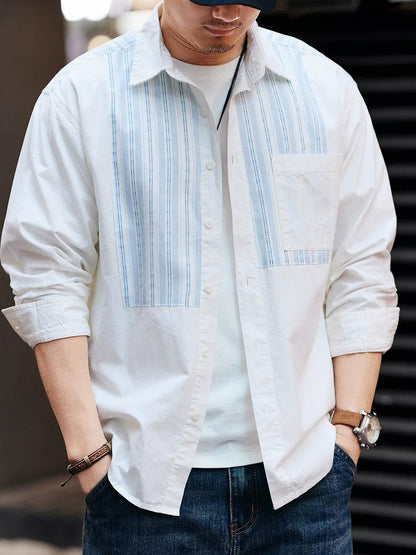 レトロストライプ　カジュアルシャツ