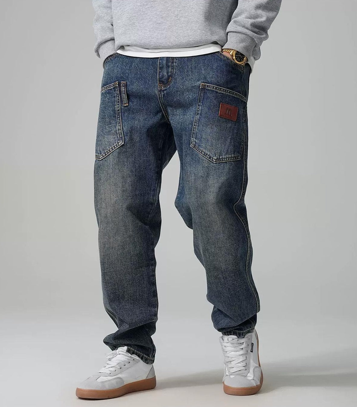 カジュアルマルチポケットワークジーンズ
