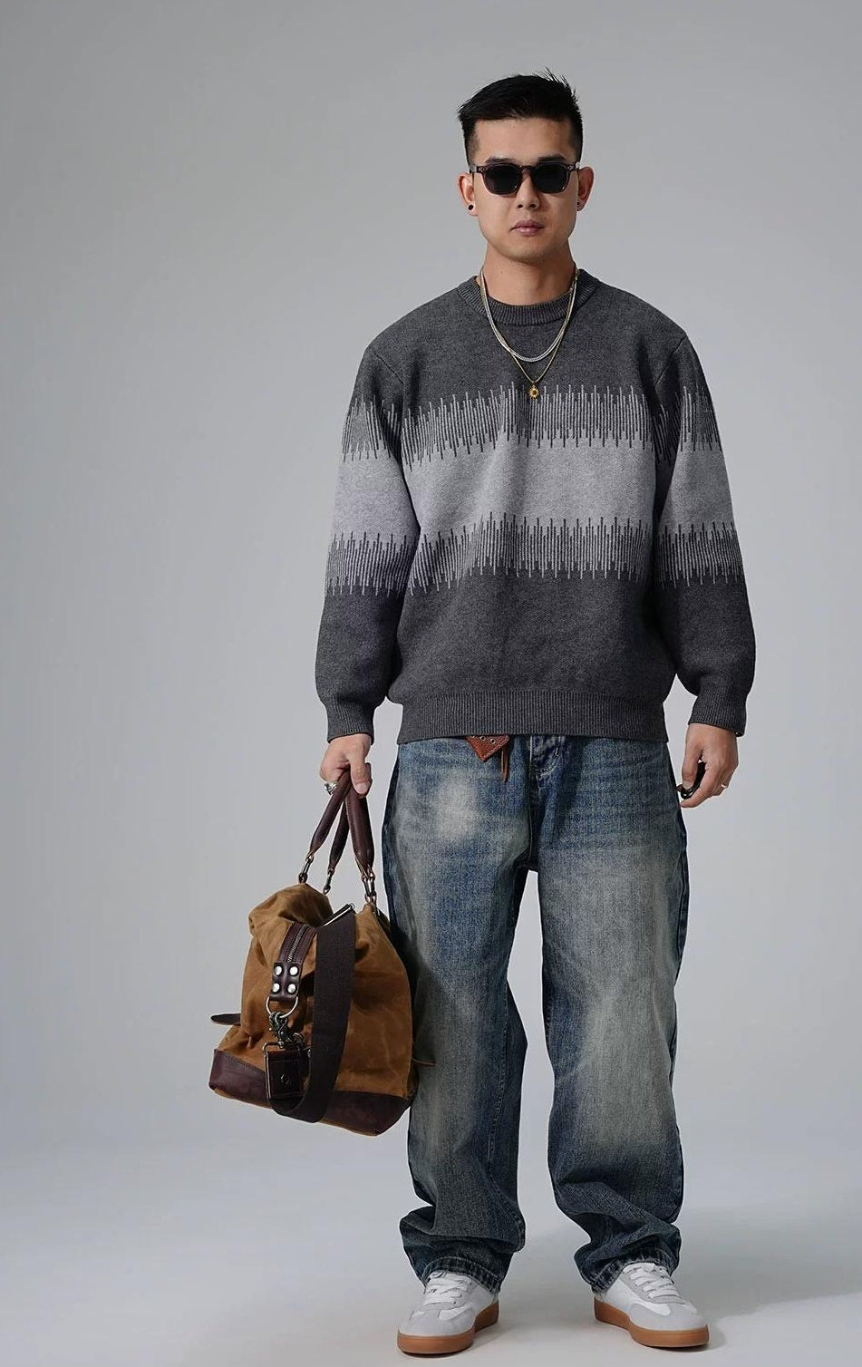 Color Block Round Neck Sweater