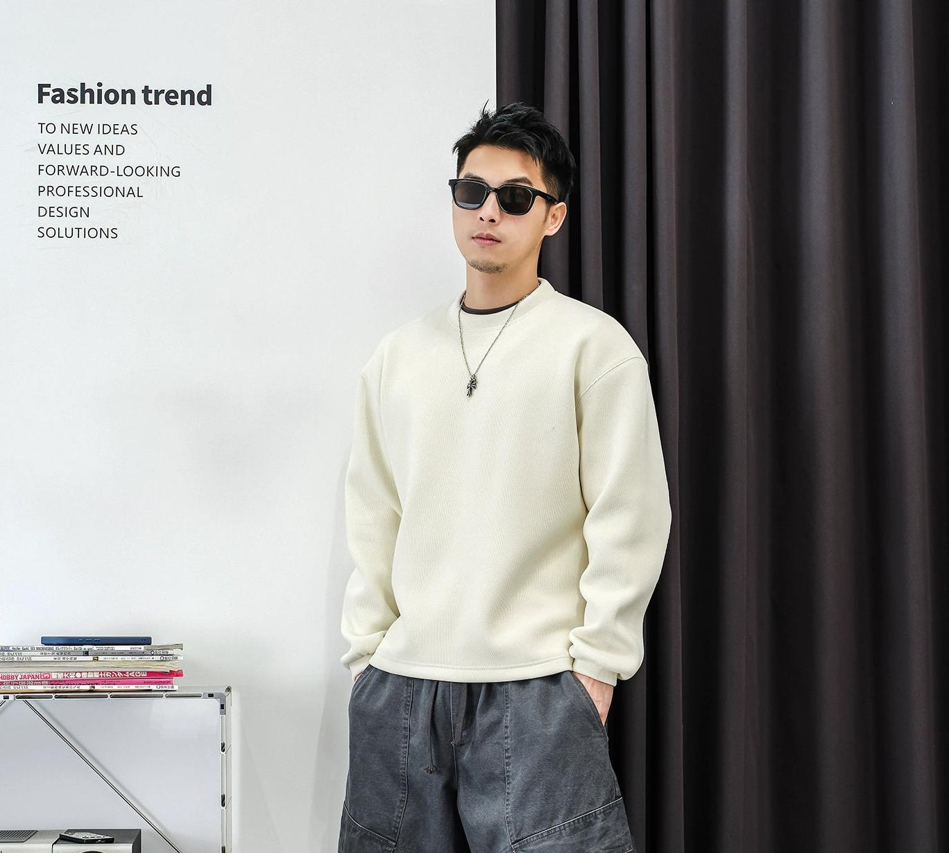 テクスチャードフリースセータートップ