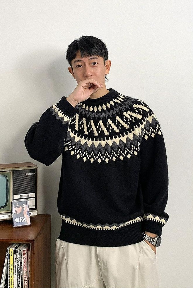 Retro Fair Isle Knit Sweater