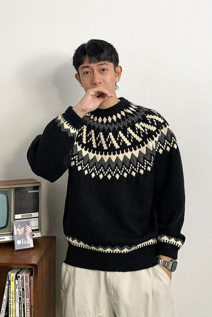 Retro Fair Isle Knit Sweater