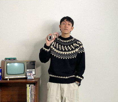 Retro Fair Isle Knit Sweater