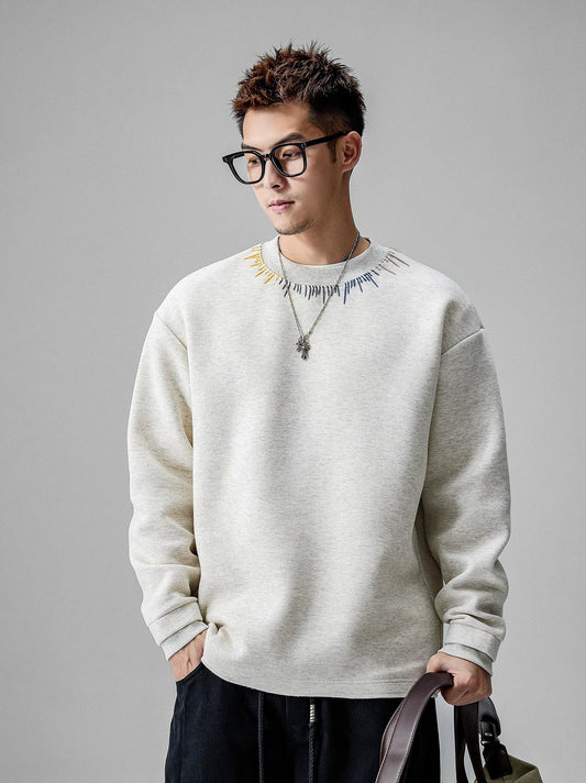 Cozy Embroidered Crew Neck Sweater