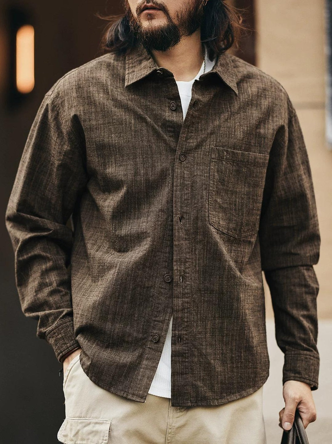 カジュアルバンブーコットンシャツ