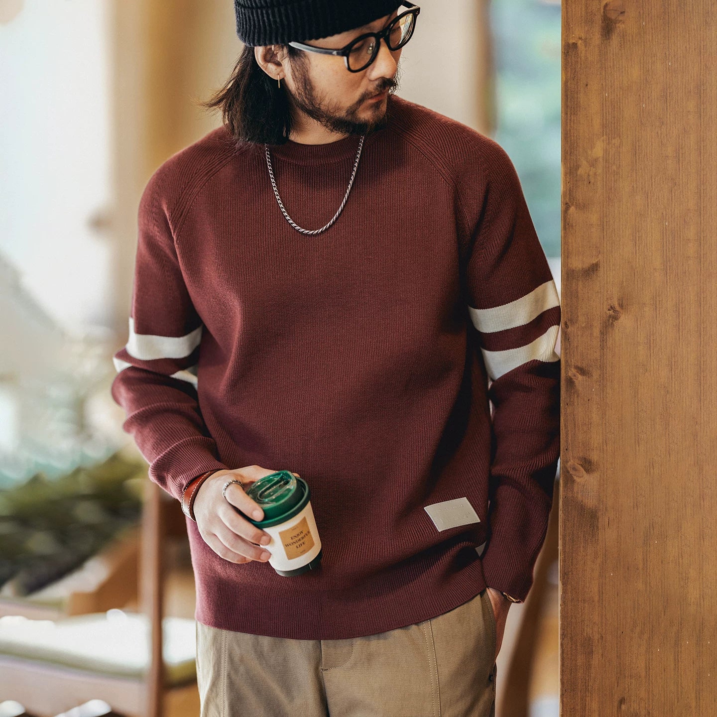 Retro Color Block Knit Sweater