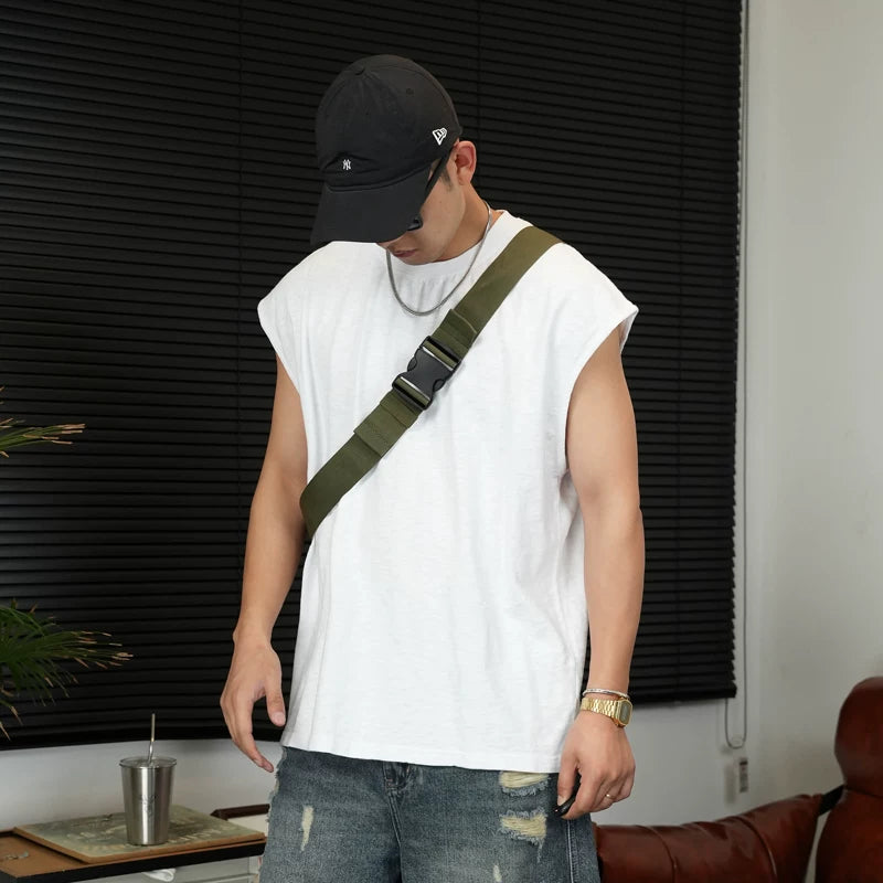 レトロ コットン ノースリーブ Tシャツ