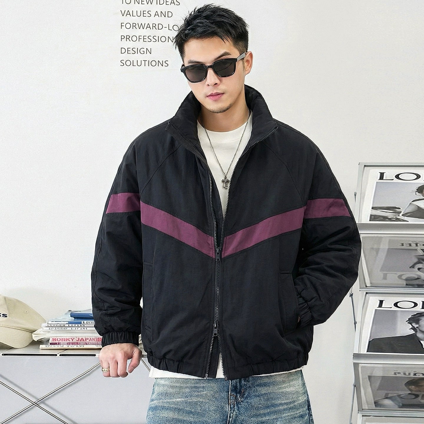 ダブルジップスタンドカラー ダウンジャケット