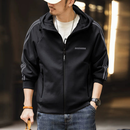 ビッグストライプフード付きカーディガン