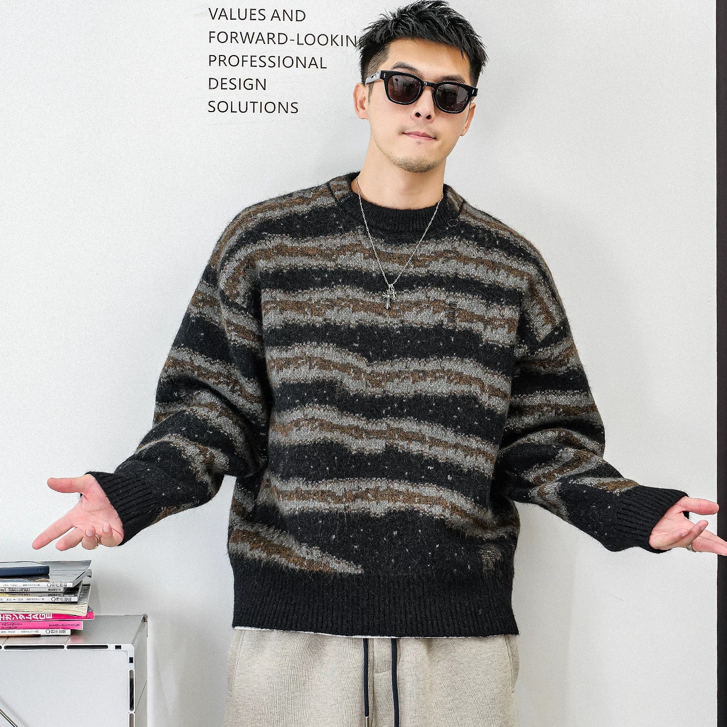 レトロストライプニットジャンパー