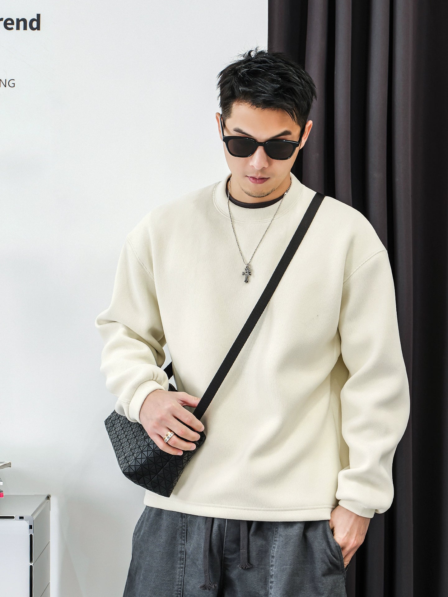 テクスチャードフリースセータートップ