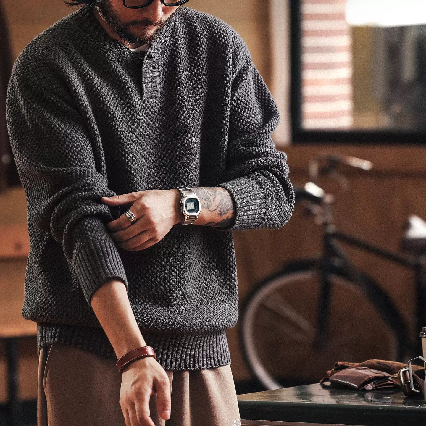 ヘビーウェイト ヘンリー ニット セーター