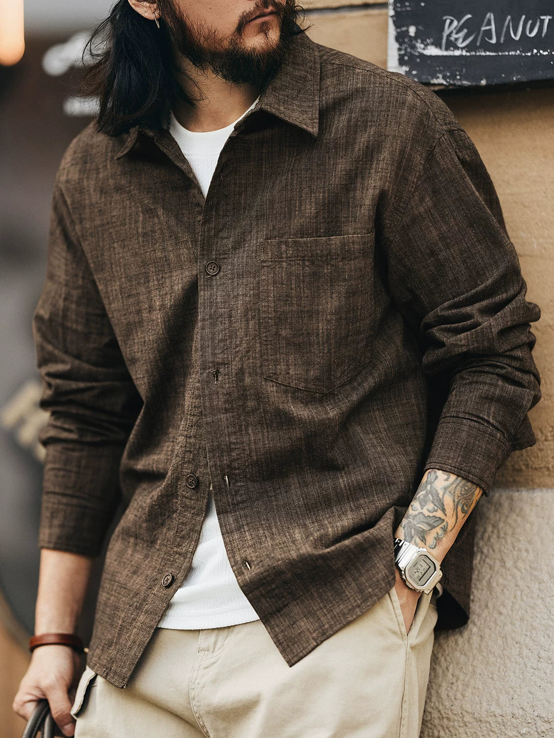 カジュアルバンブーコットンシャツ