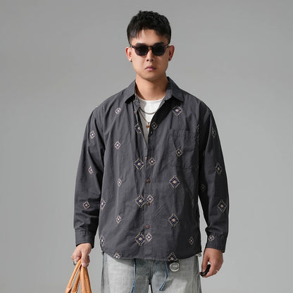 刺繍ロングスリーブシャツ