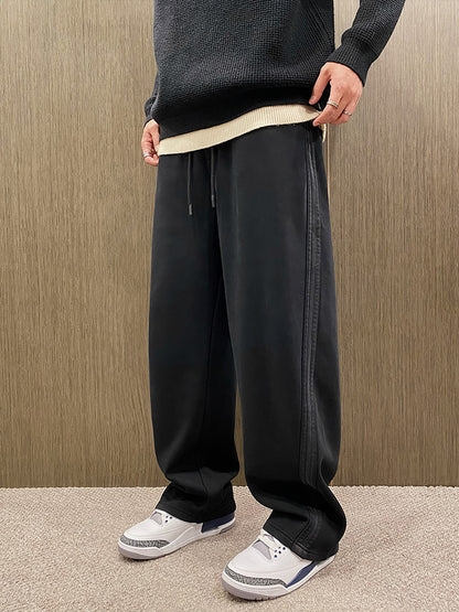 Oversized color-blocked fleece sweatpants