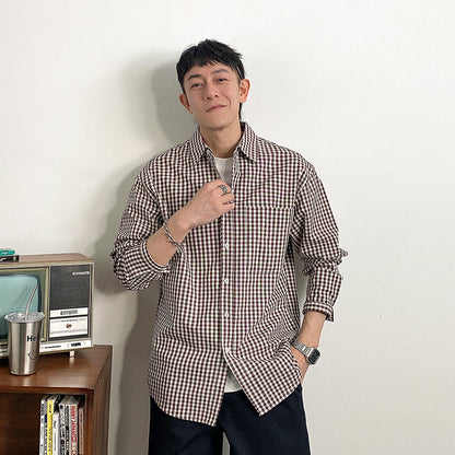 Oxford check long sleeve shirt