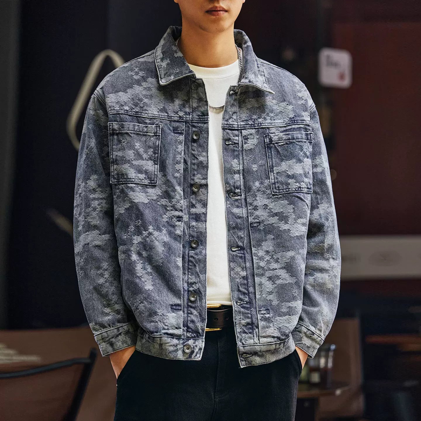 レトロカモフラージュデニムジャケット