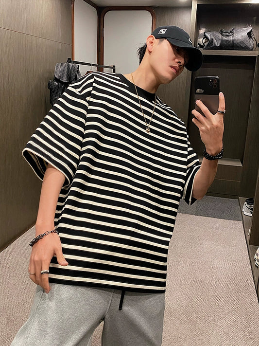 Black &amp; White Striped Couple Tee