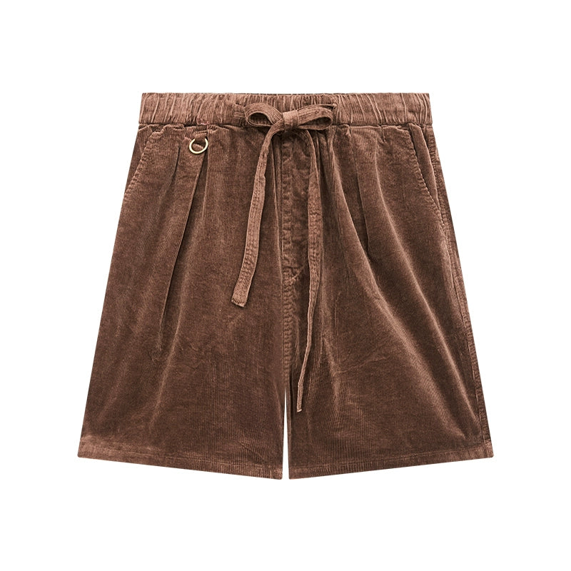 Brown Corduroy Casual Shorts