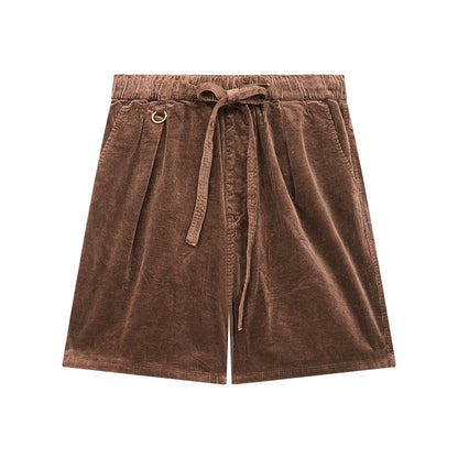 Brown Corduroy Casual Shorts