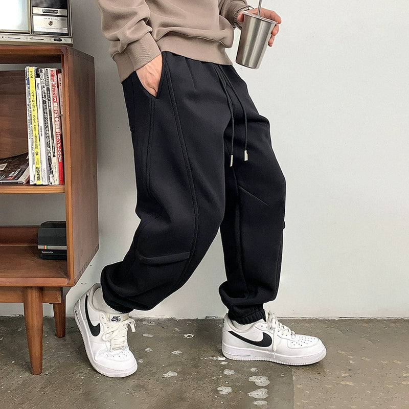 Loose-fit drawstring sweatpants with fleece