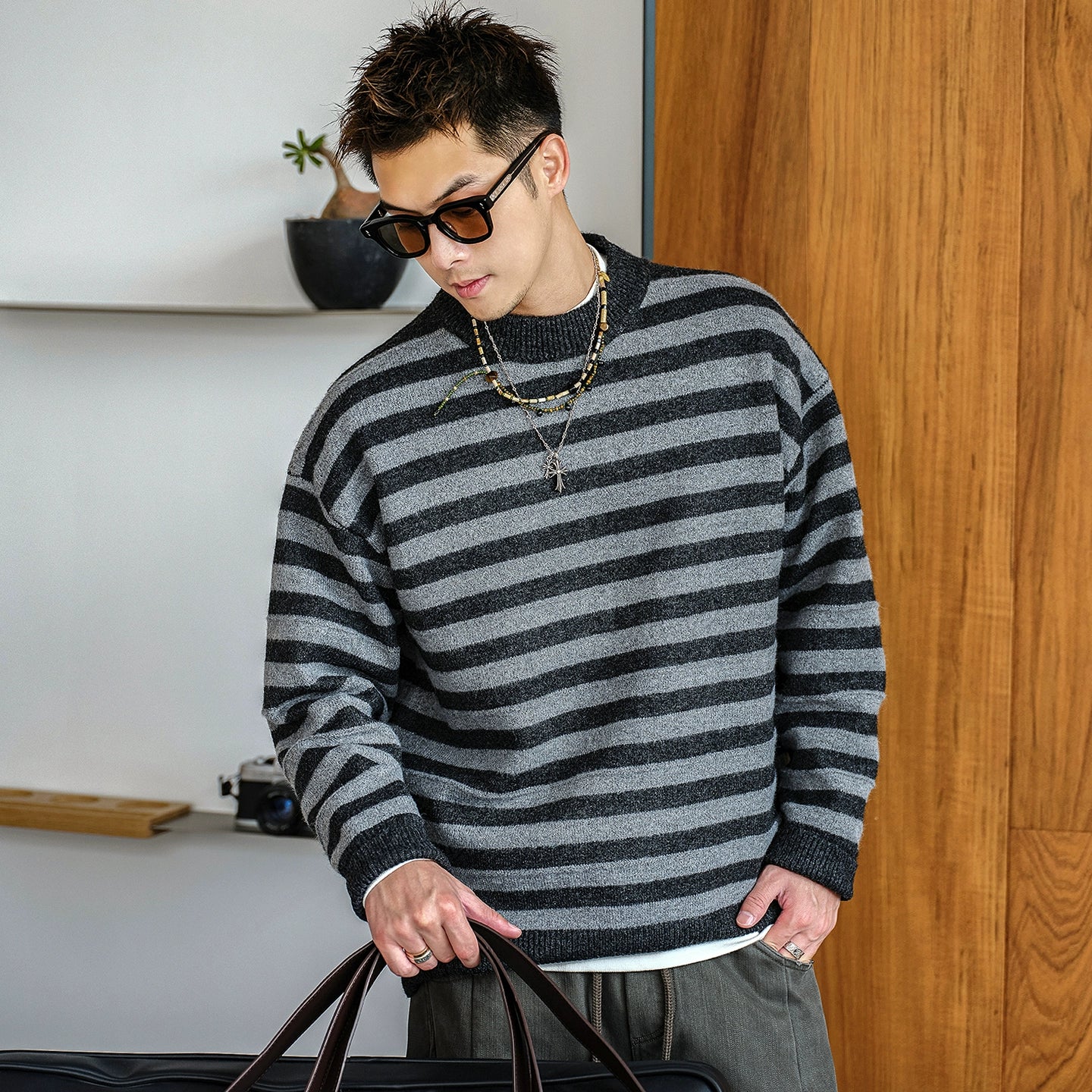 Retro Striped Knit Sweater