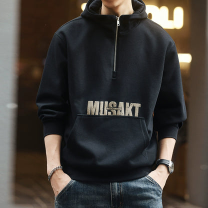 ブルーレトロハーフジップセーター