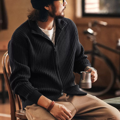 Retro Blue Knit Cardigan