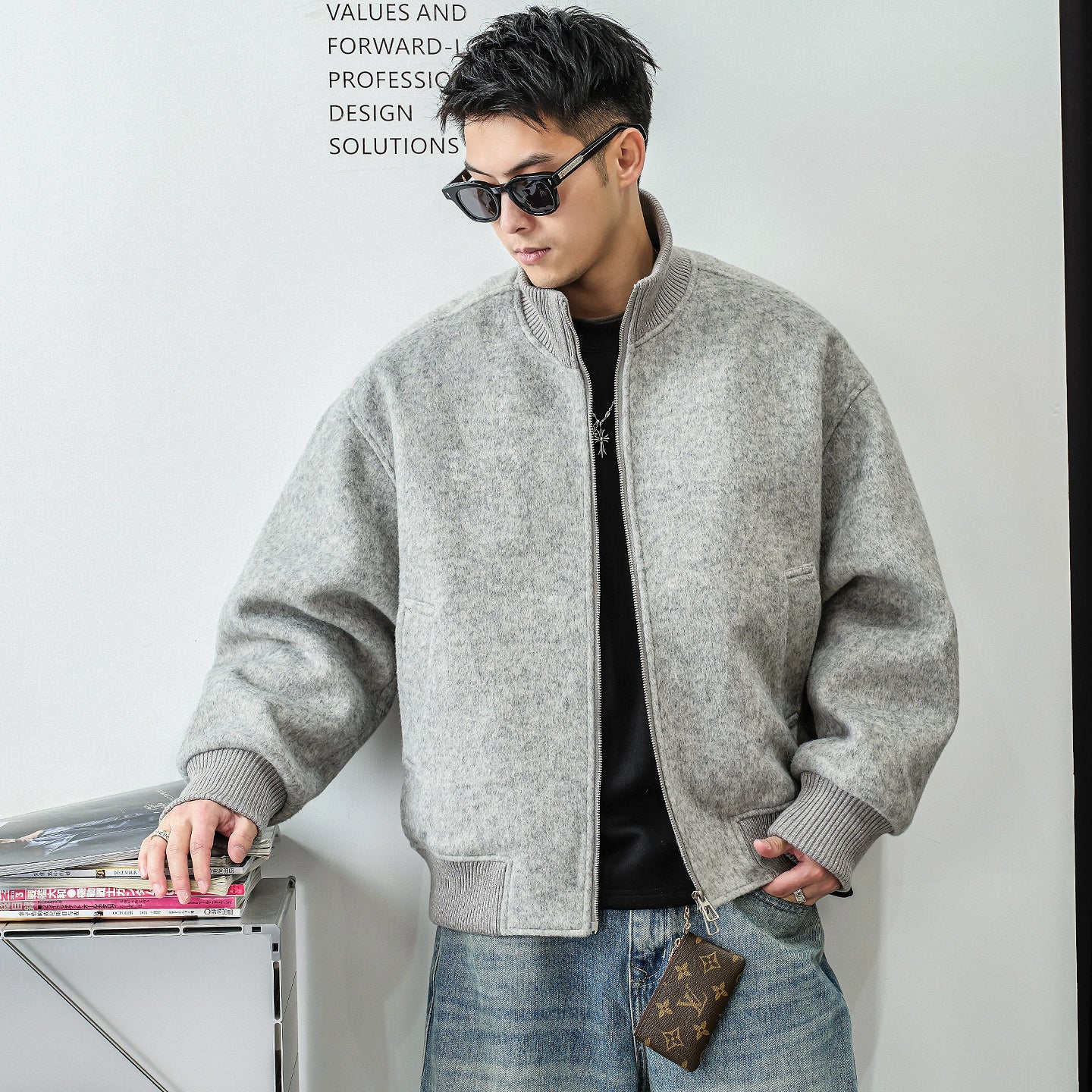 ツイードジップアップジャケット