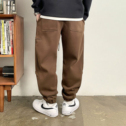 Loose-fit drawstring sweatpants with fleece