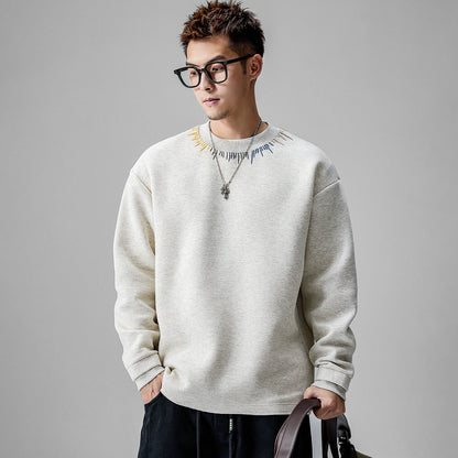 Cozy Embroidered Crew Neck Sweater
