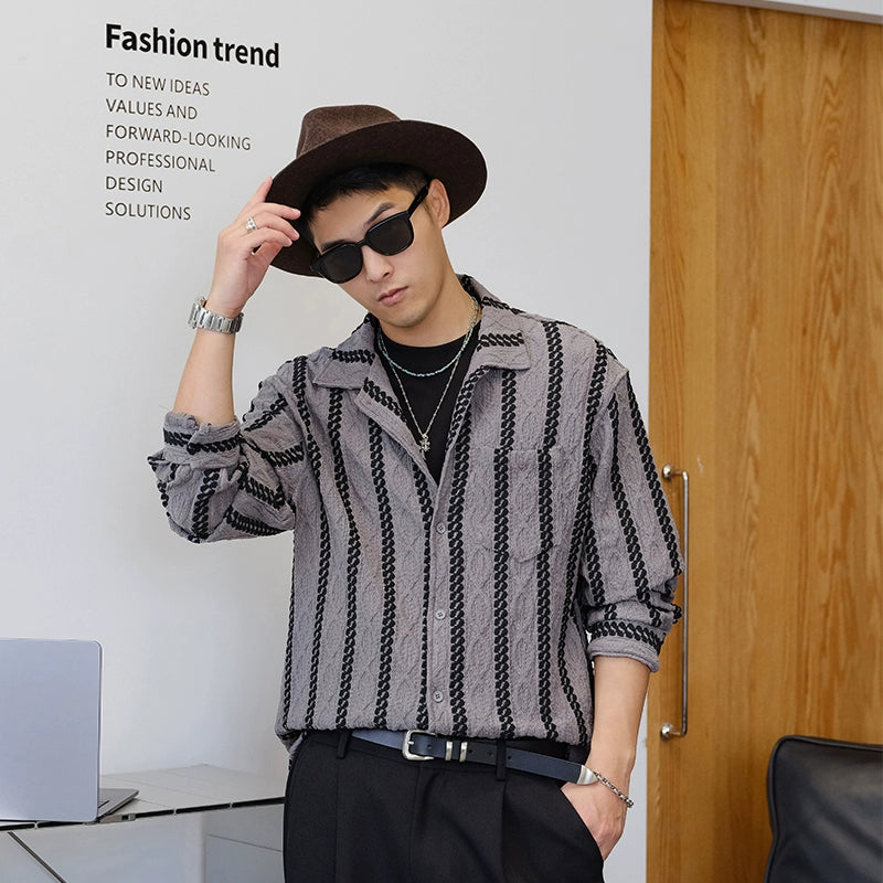 Striped Long-Sleeve Casual Shirt