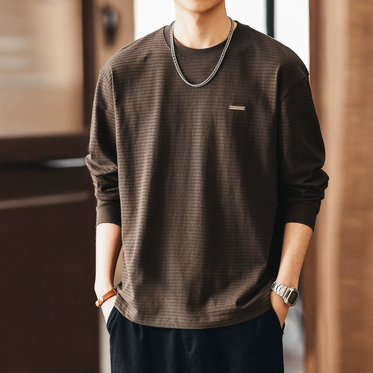 ストライプドロングスリーブTシャツ