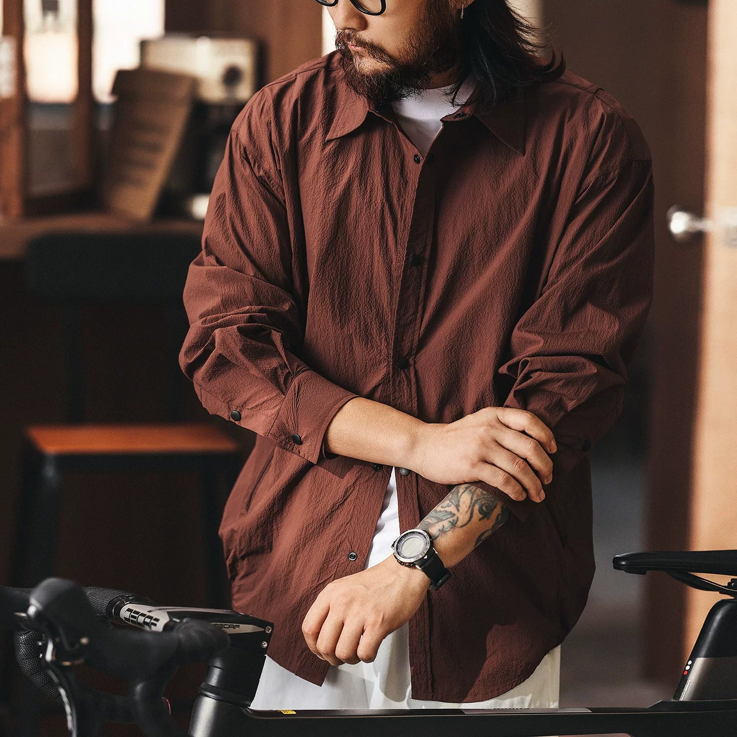 モアレシルクシャツジャケット