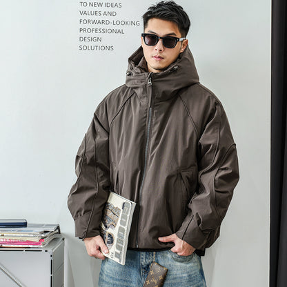 ドローストリングフードダウンジャケット