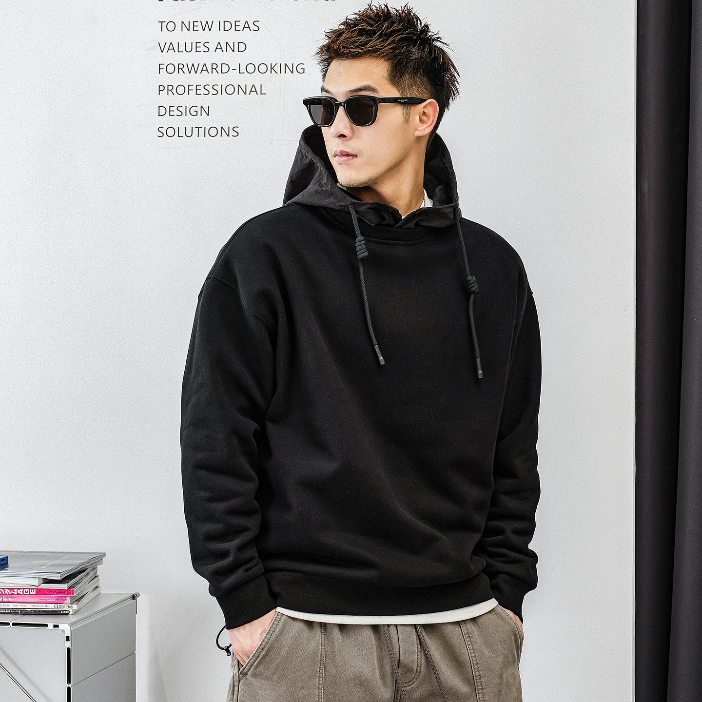 Fleece Liner Black Hoodie