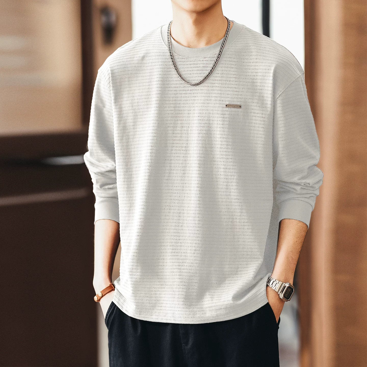 ストライプドロングスリーブTシャツ