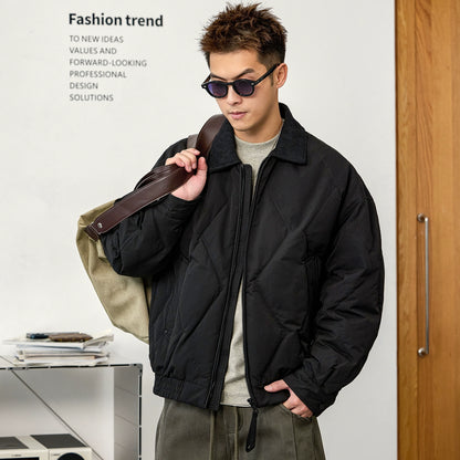 Black Lapel Down Jacket