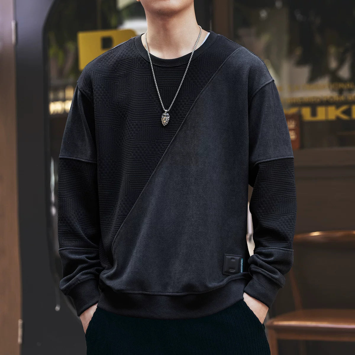 レトロ パッチワーク スウェットシャツ