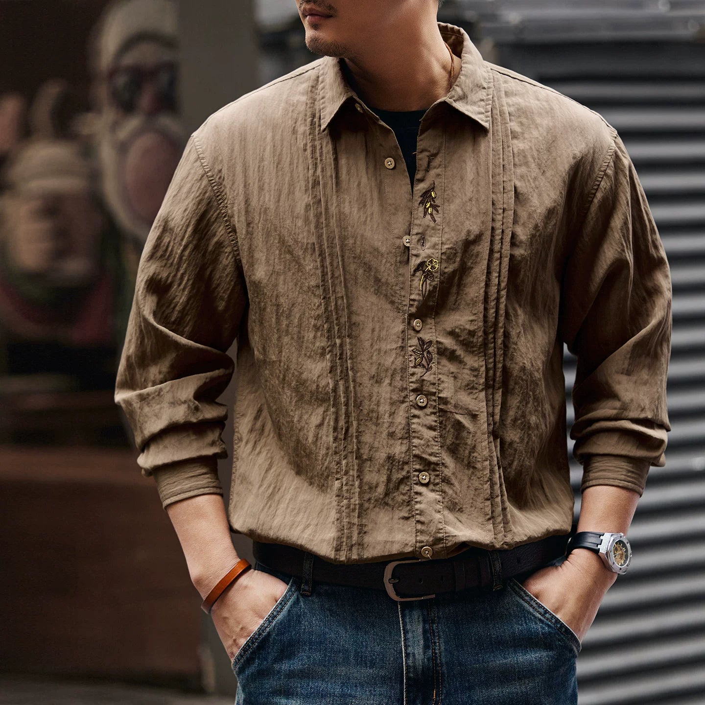 刺繍カジュアルシャツ