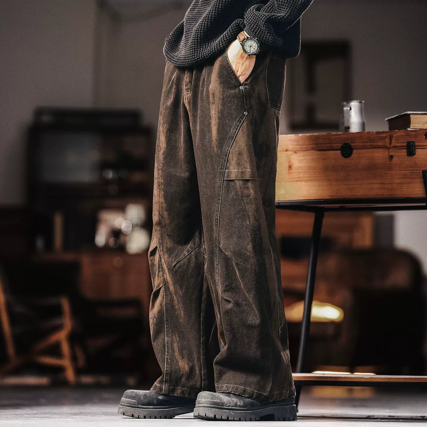 Retro Wide Leg Cargo Pants