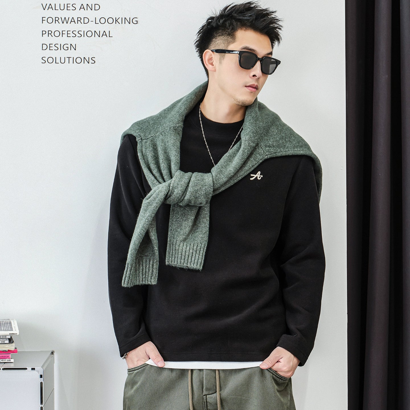 Cozy Mixed Fabric Long Sleeve